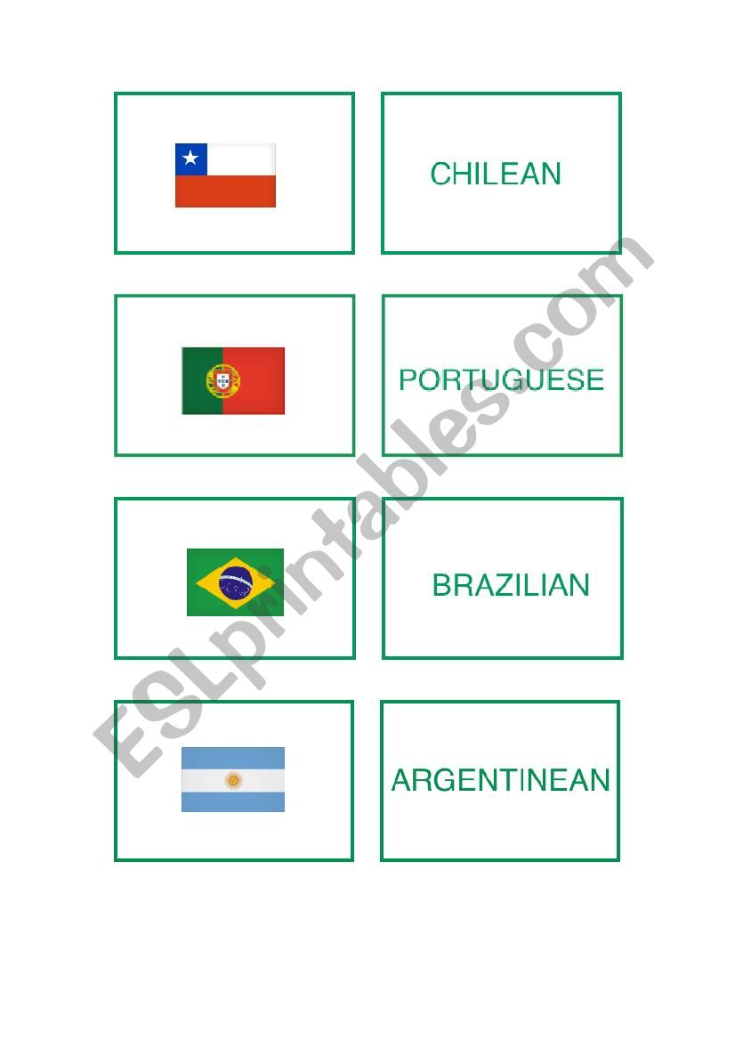 Countries and Nationalities (Memory Game)