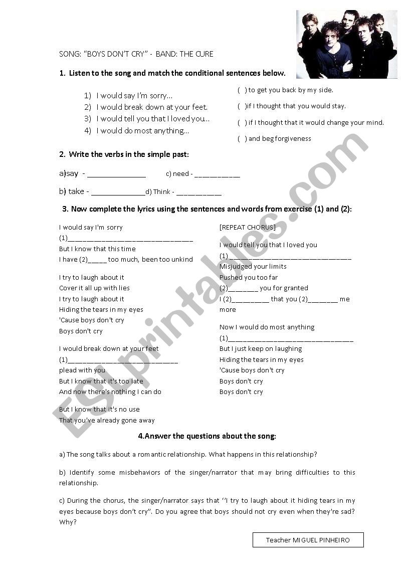 Boys Dont Cry activiy worksheet