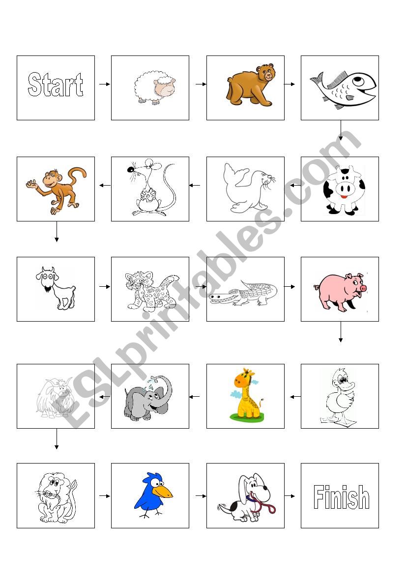 animals bordgame worksheet