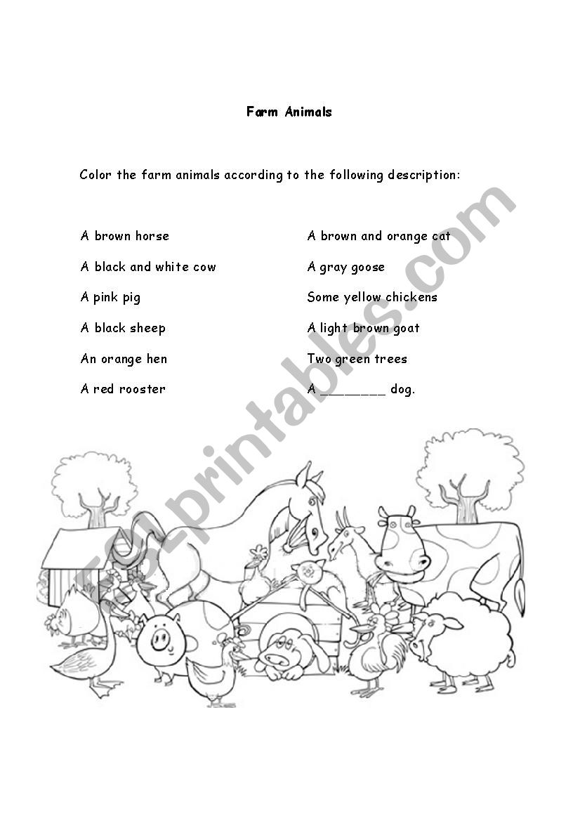 farm animals worksheet