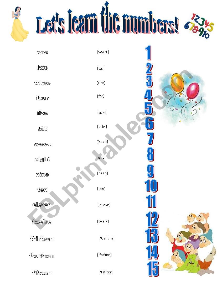 Numbers worksheet