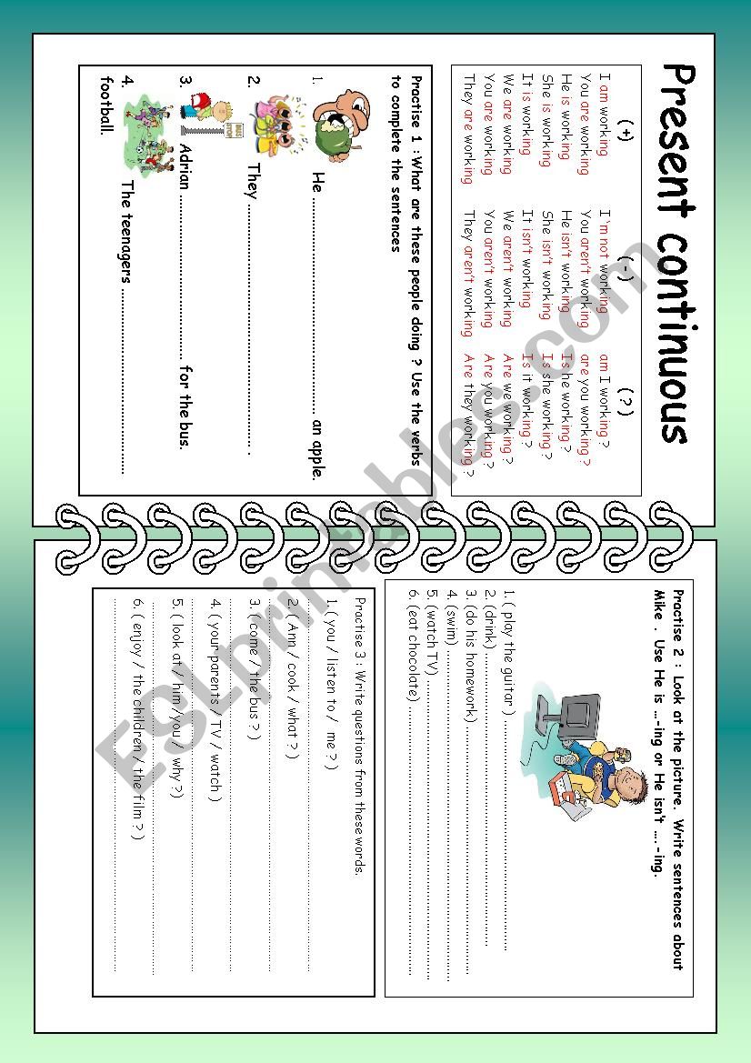 present continuous  worksheet