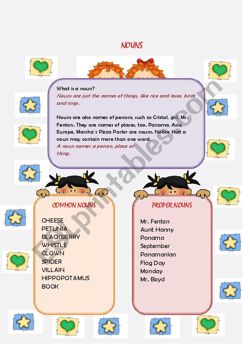 Esl Noun Worksheet Printable