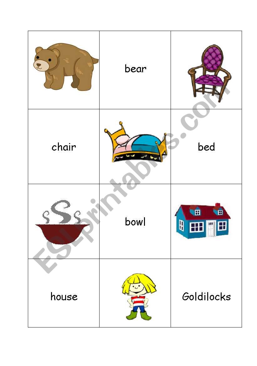 Goldilocks memory worksheet