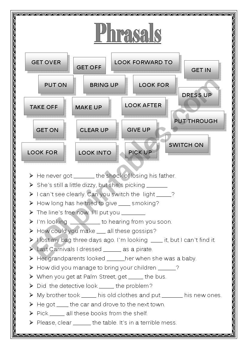 Phrasals worksheet