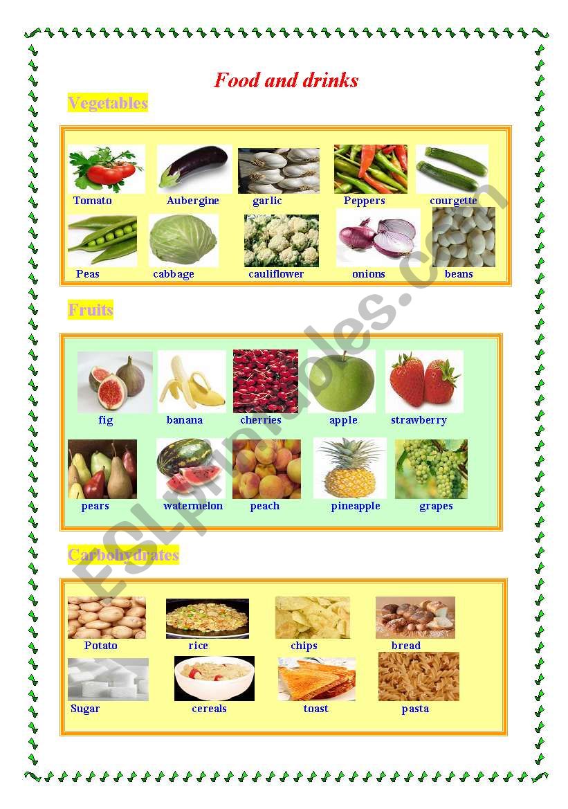  Food and drinks worksheet