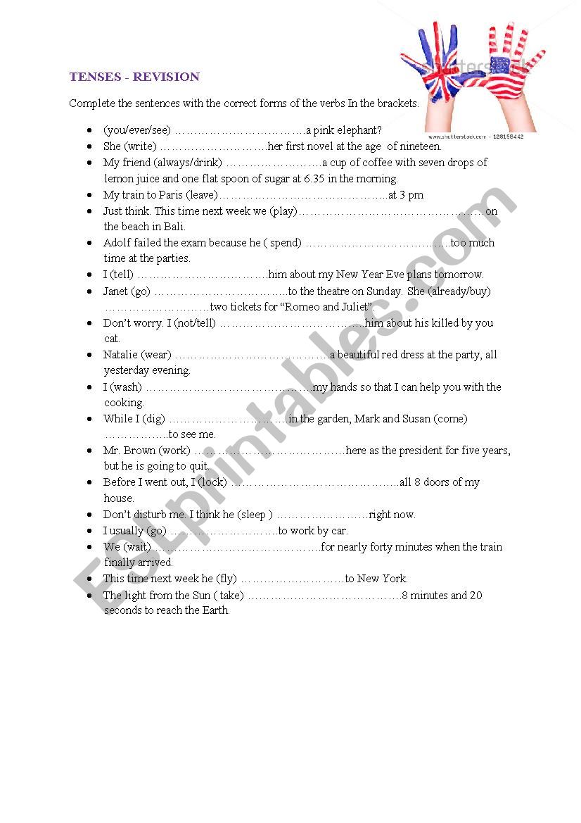 Lets revise - tenses worksheet