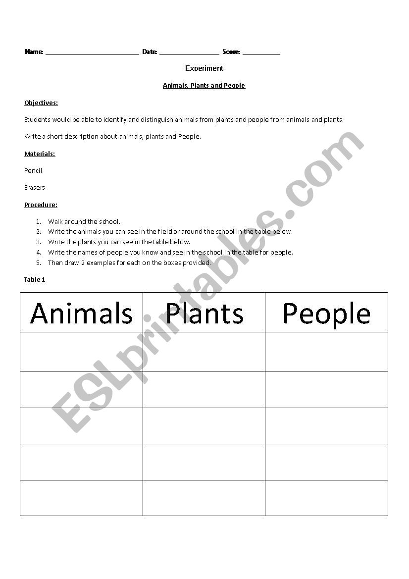 animal-people-plants worksheet