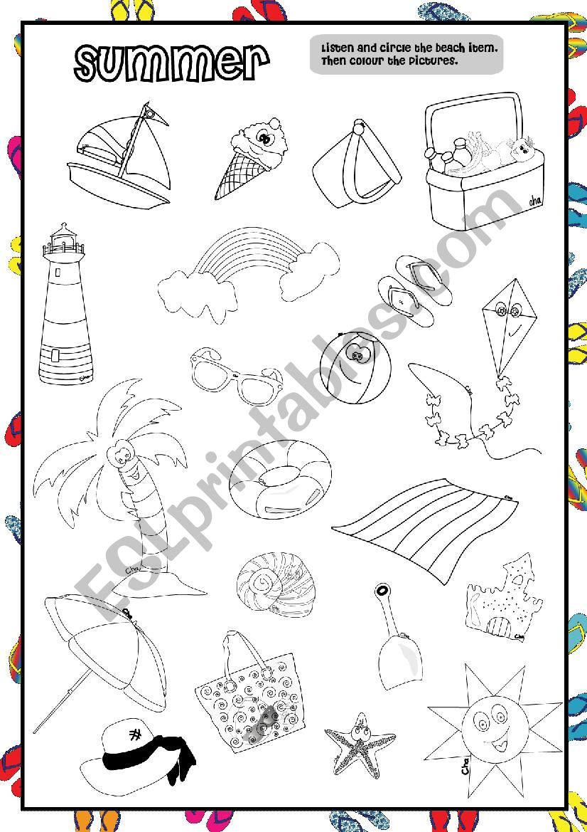 Summer Worksheet (Pre-school) worksheet