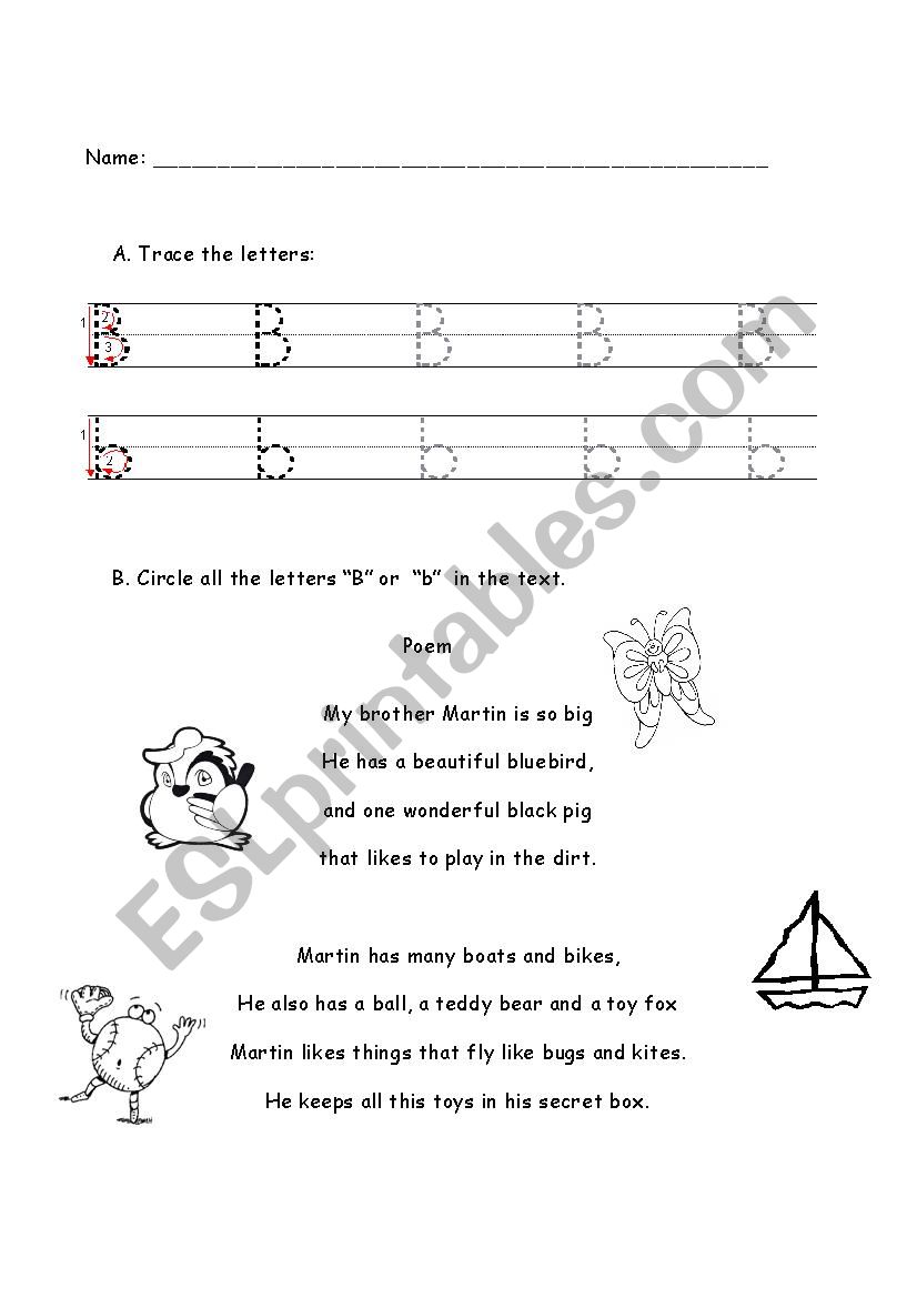 letter  and sound b worksheet