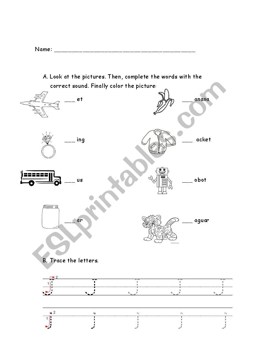 letter and sound j worksheet