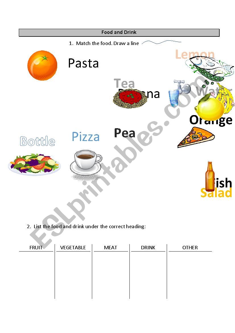 Food and Drink worksheet