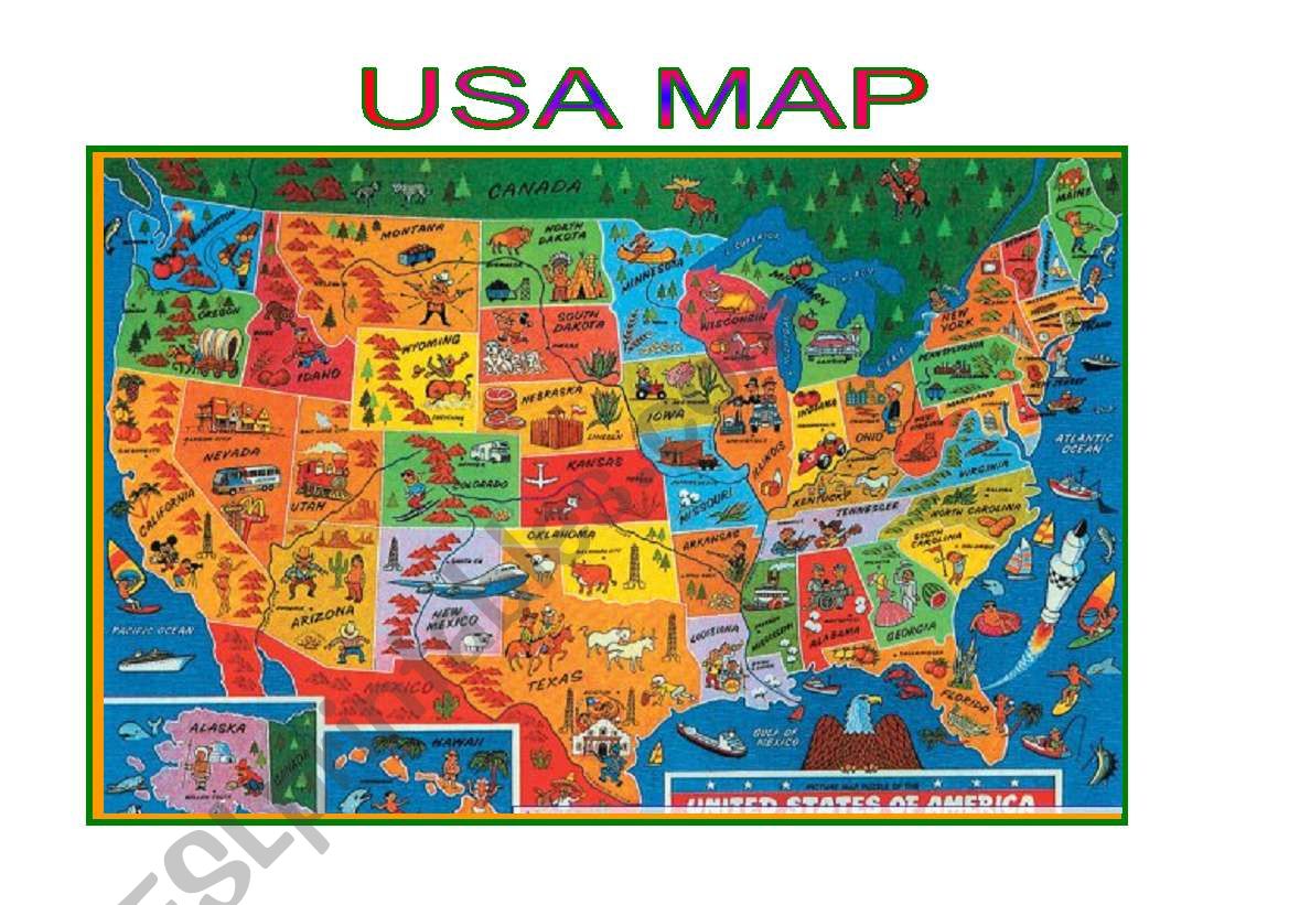 Maps-USA map worksheet