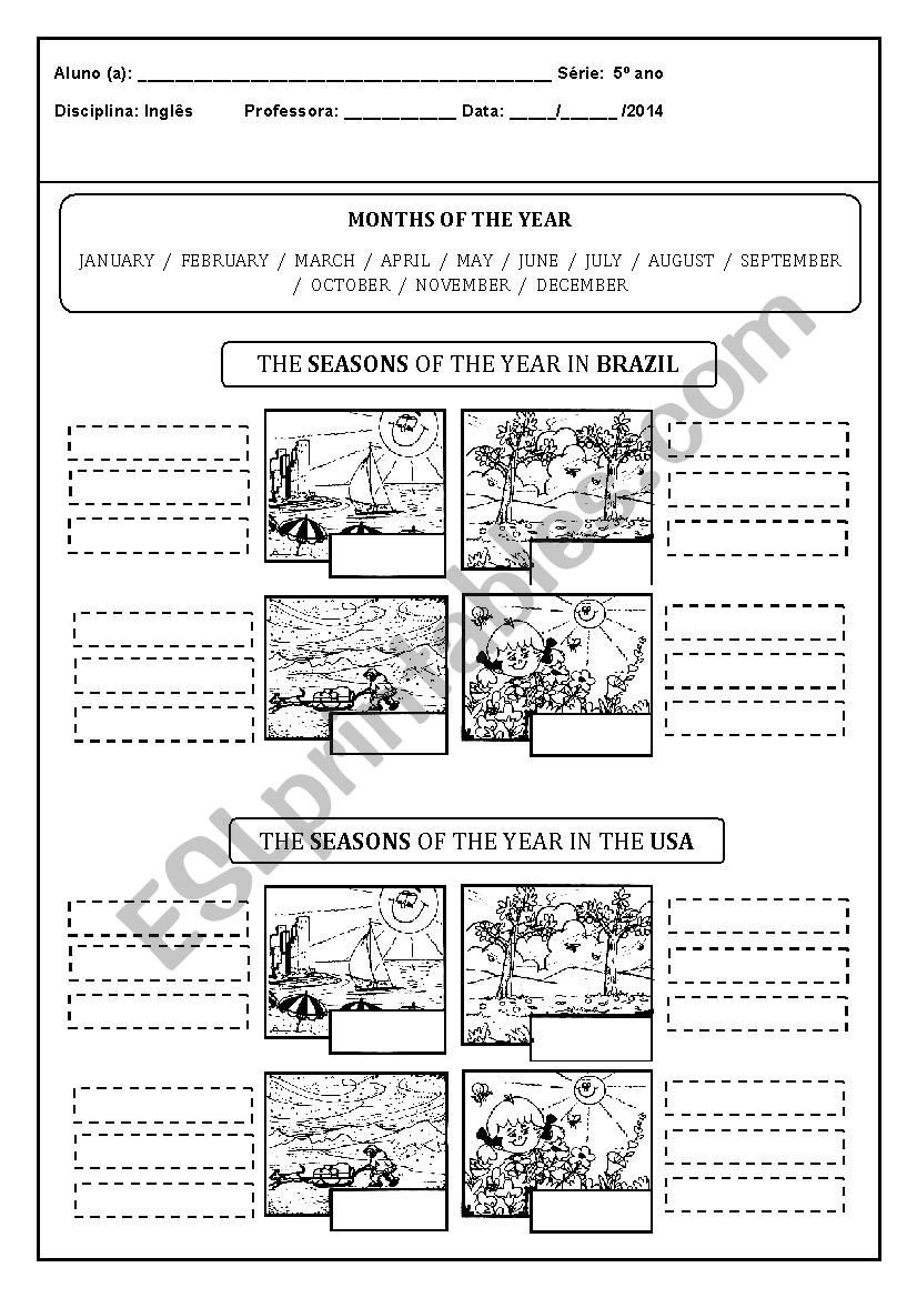 Months and seasons worksheet