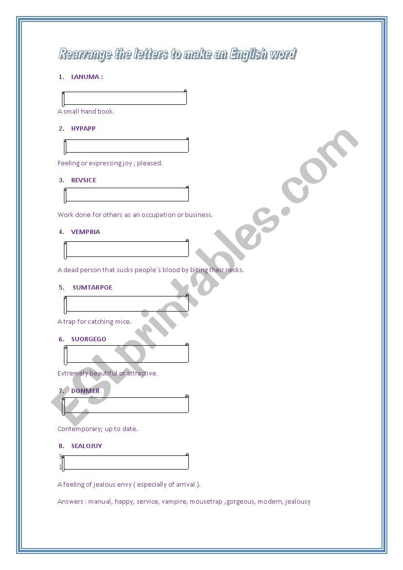 SCRAMBLED WORDS 2 worksheet