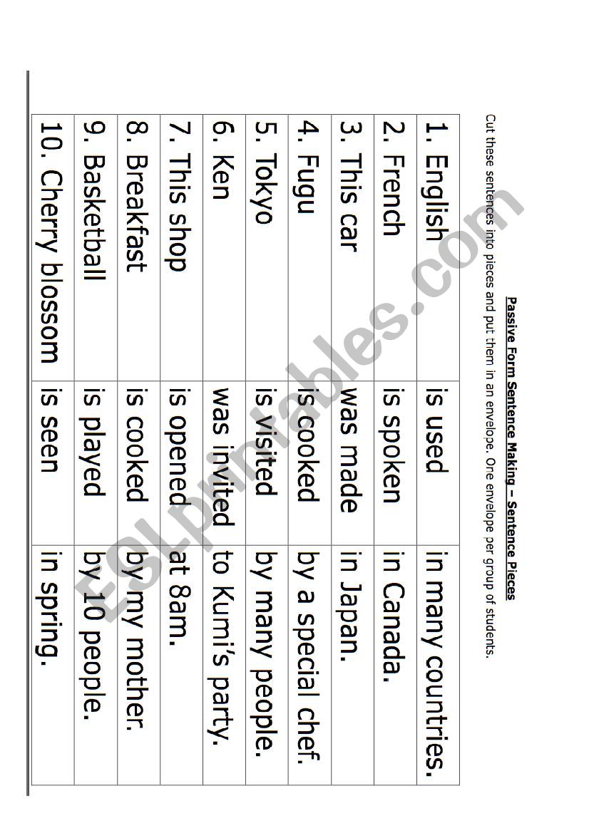 Passive Form Making Activity worksheet