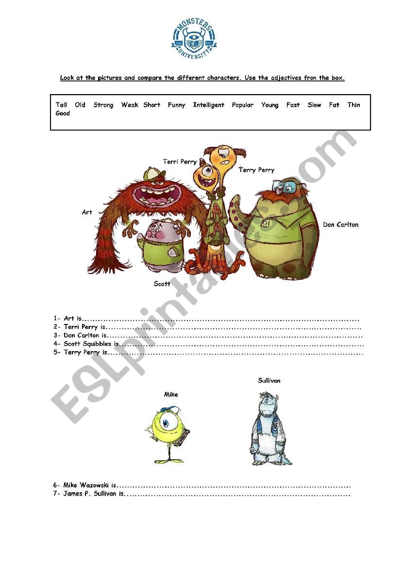 Comparatives worksheet