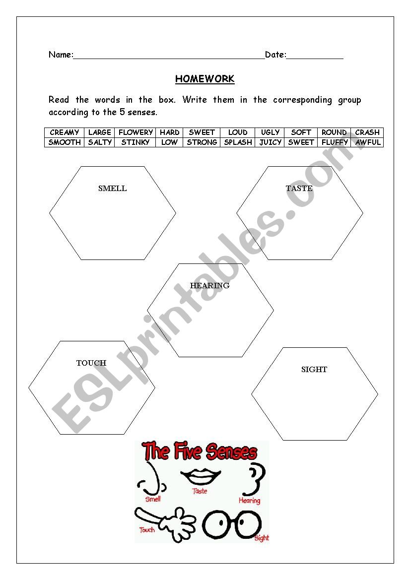 Sensory Words - ESL worksheet by Pixoxo