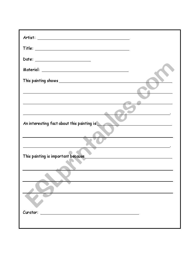 Exhibition label worksheet