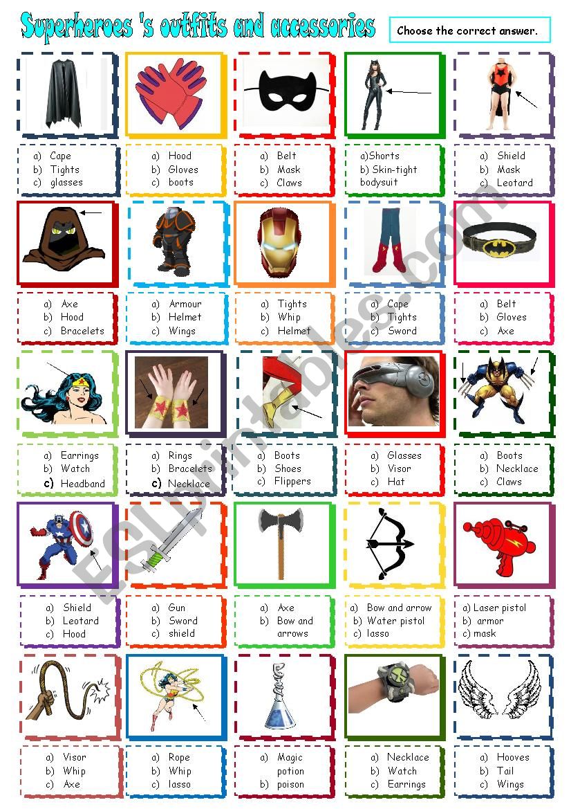 SuperheroesÂ´s outfits and accessories 