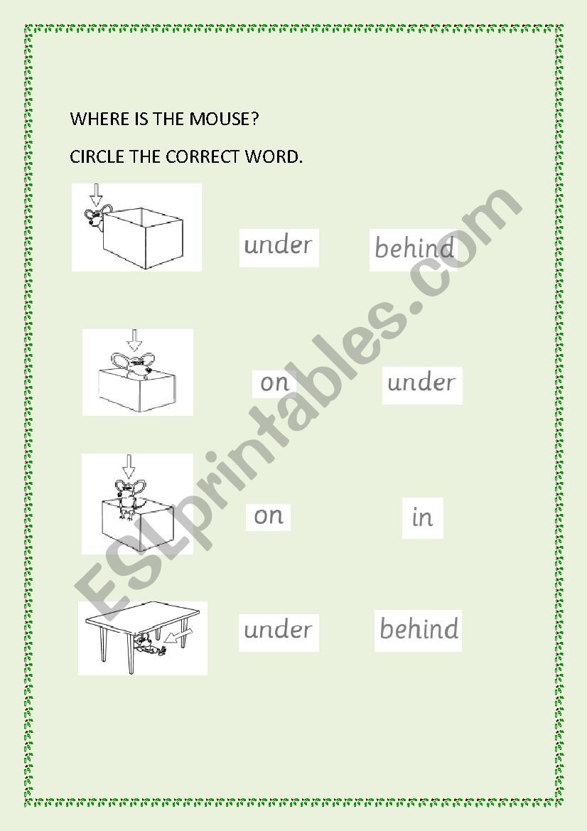 Where is the little mouse? worksheet