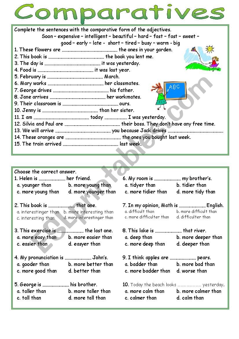 comparatives worksheet