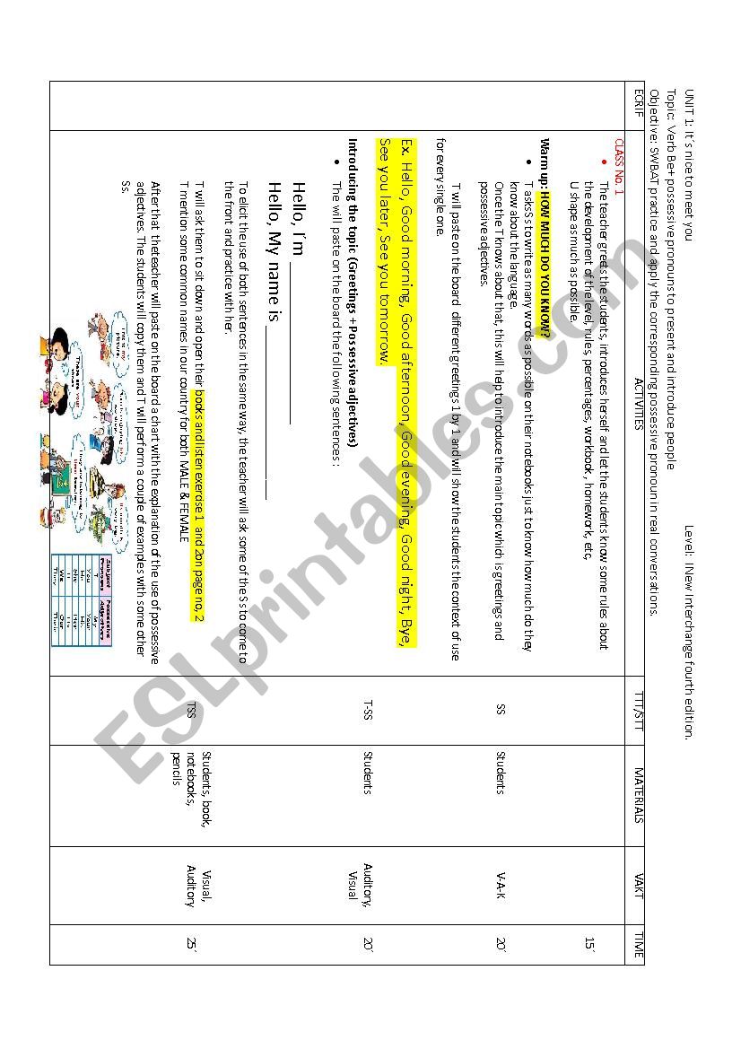 LESSON PLAN FOR BEGINNERS  worksheet