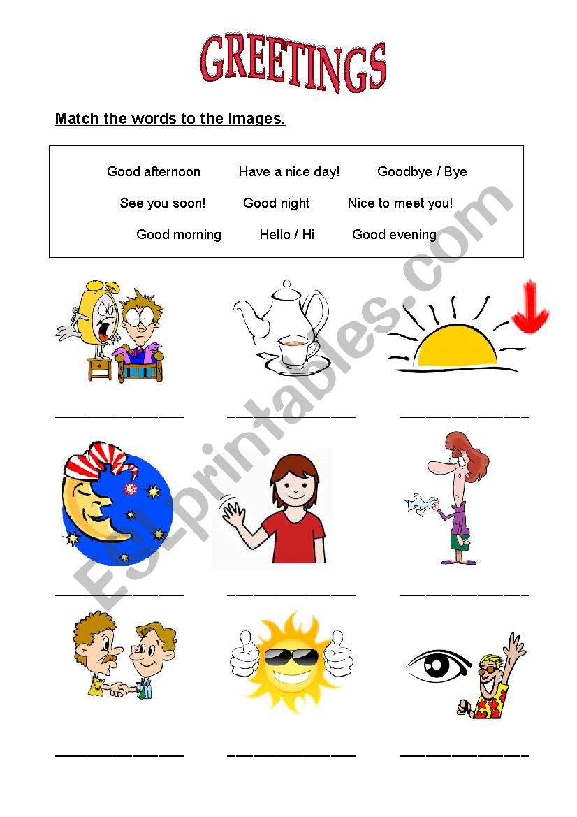 Greetings worksheet