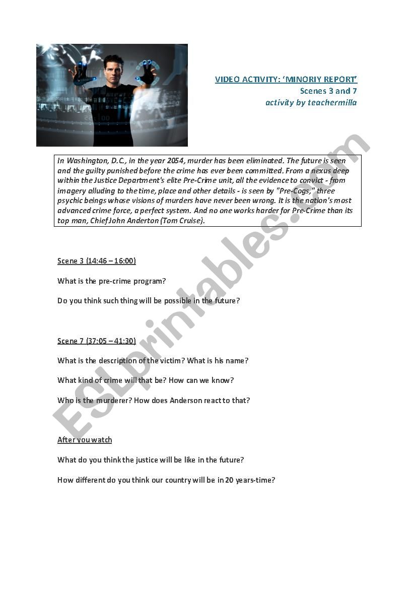 Video Activity - Minority Report