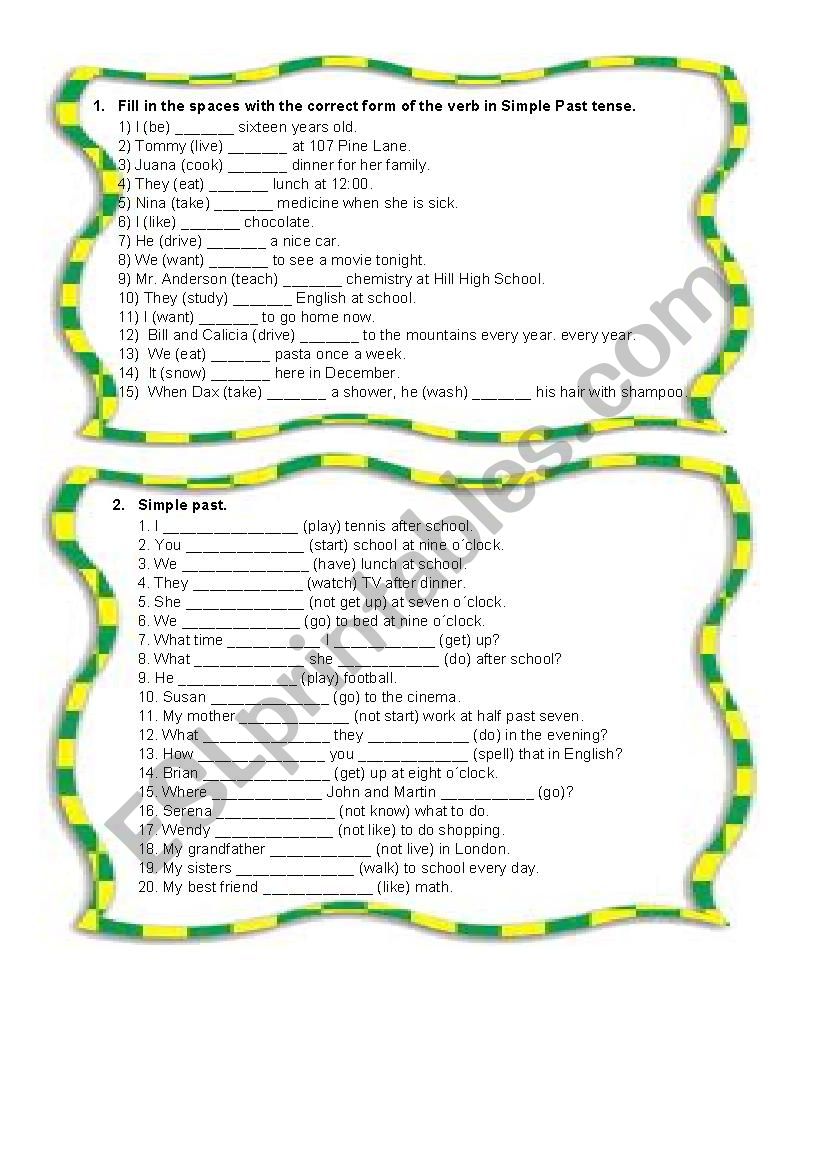 Simple Past Exercises worksheet