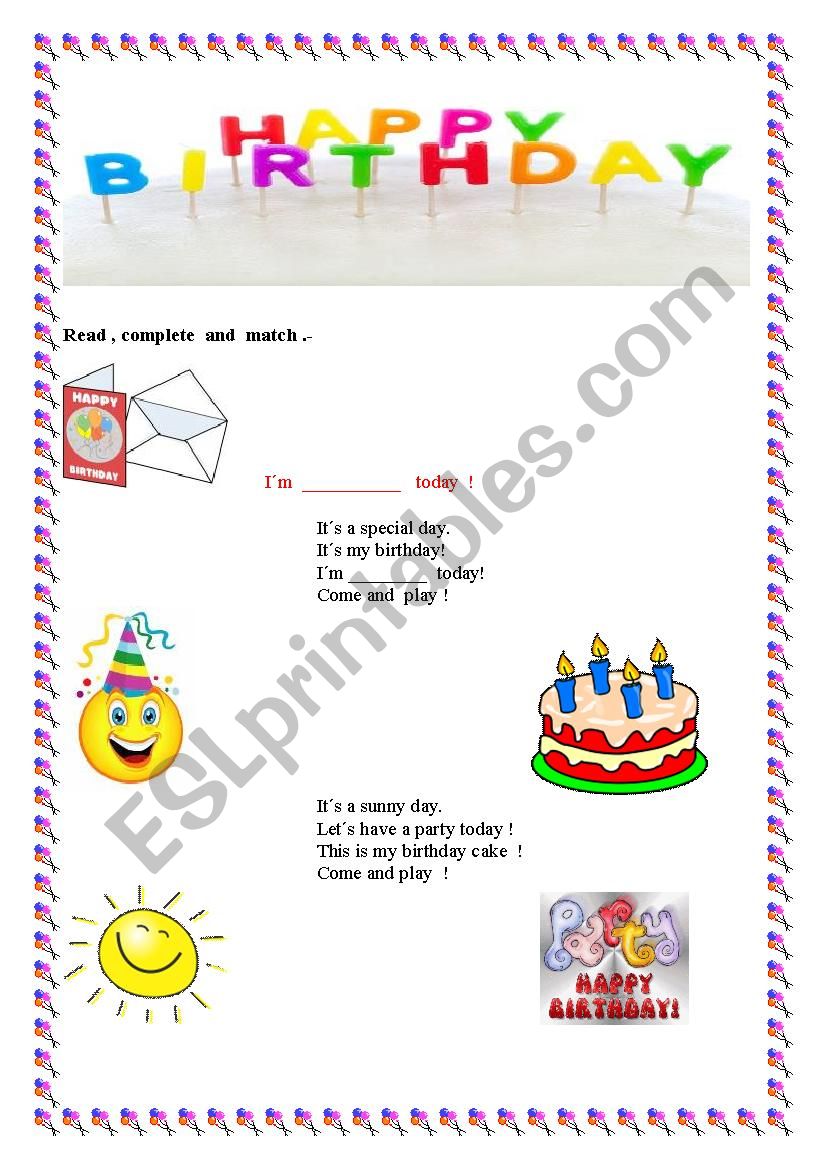 HAPPY BIRTHDAY worksheet