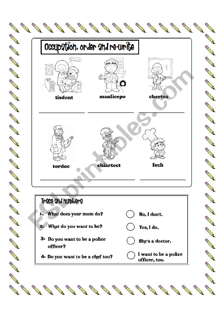 Ocupations  worksheet