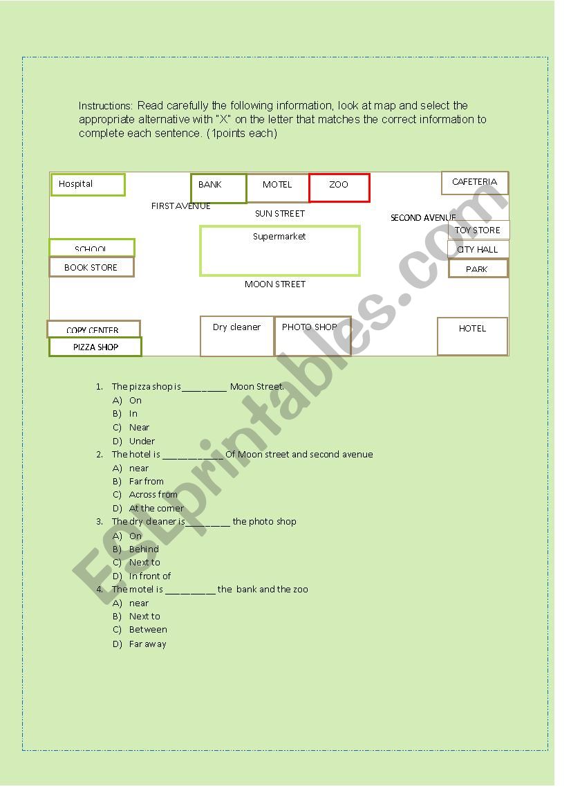 prepositon worksheet