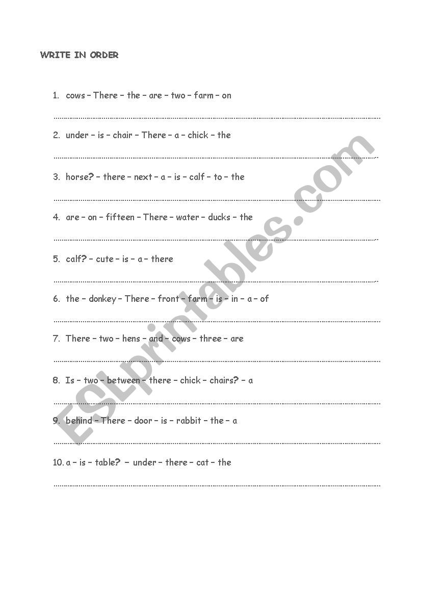 write in order worksheet