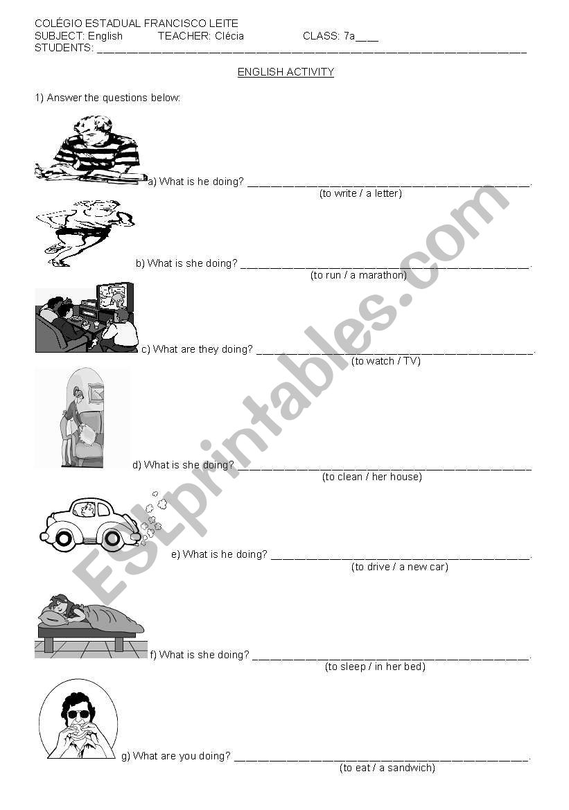 Present Continuous worksheet