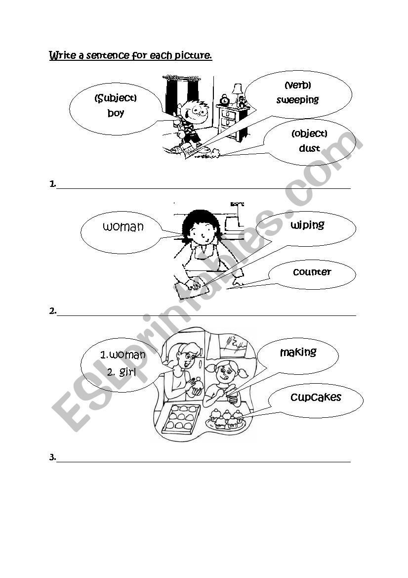 Writing Simple Sentences 1/2 worksheet