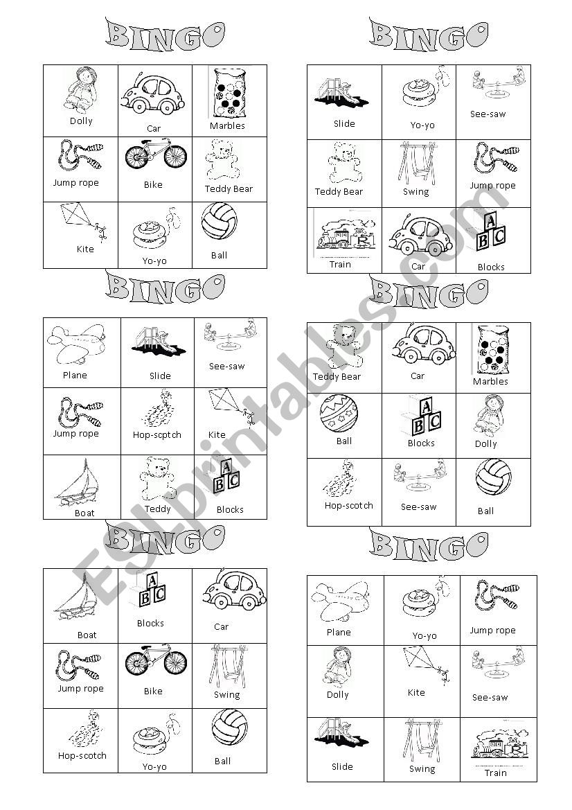 Toys bingo worksheet