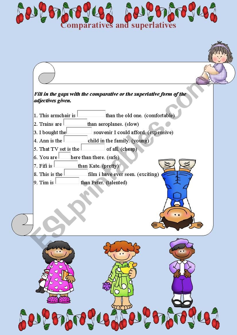 comparativesand superlatives worksheet