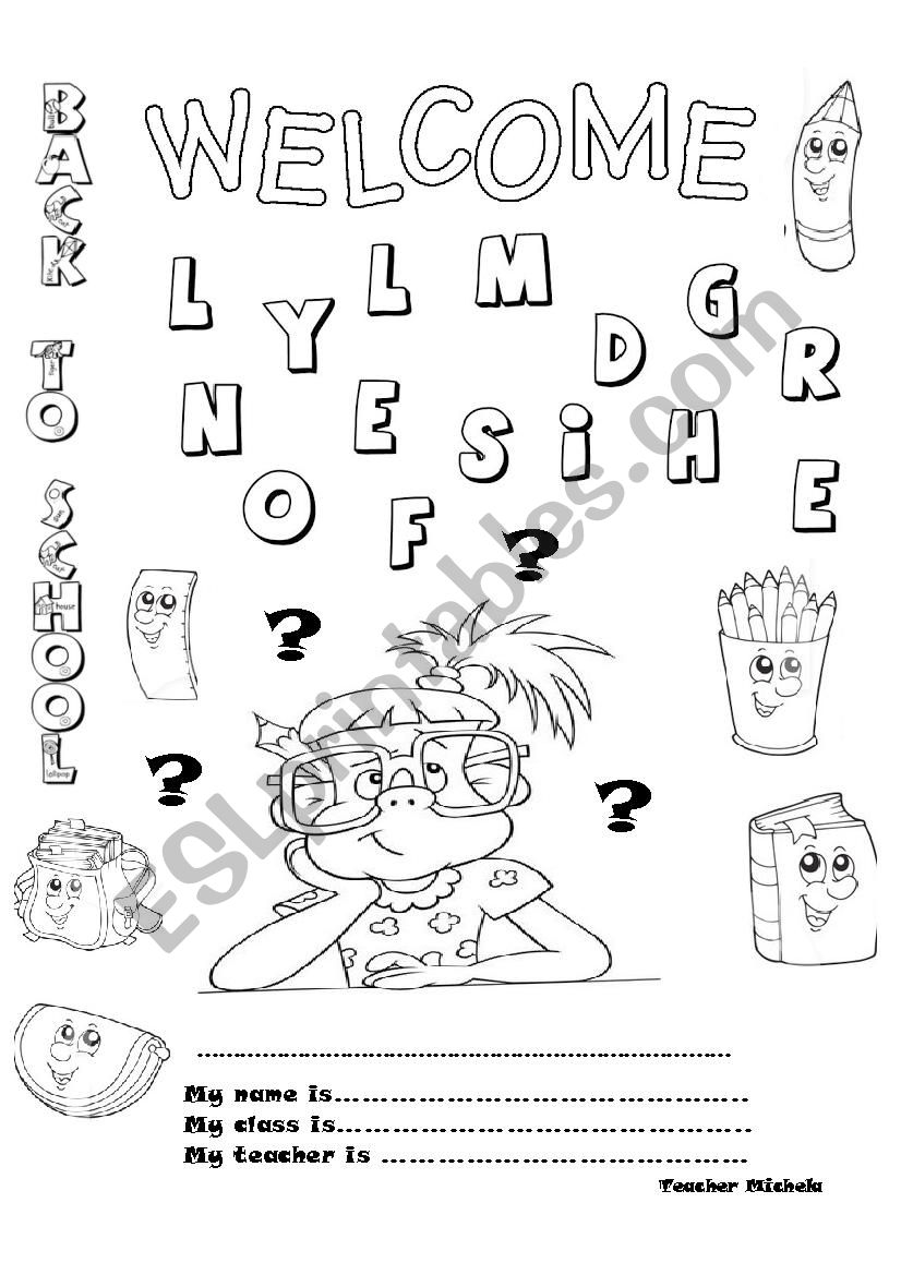 Welcome back to school- My English folder - ESL worksheet by rimiri