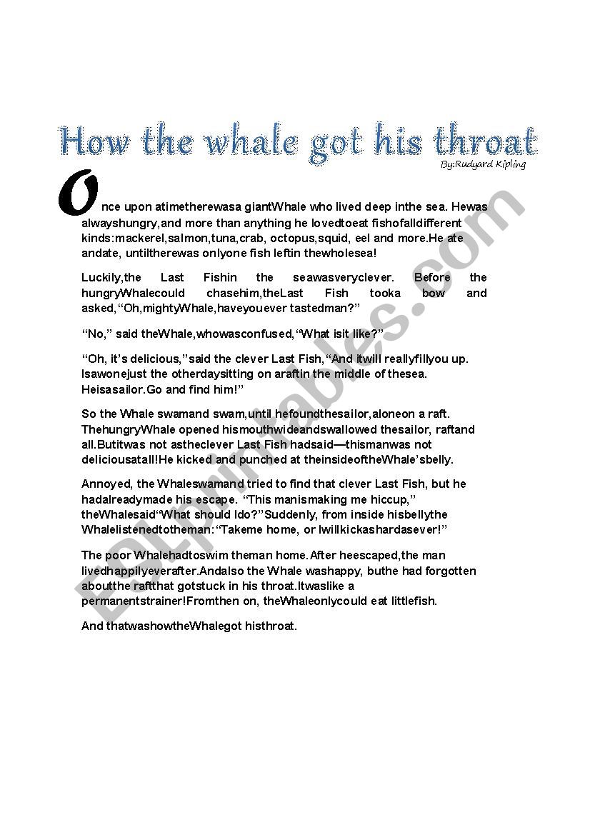How The Whale Got His Throat Story