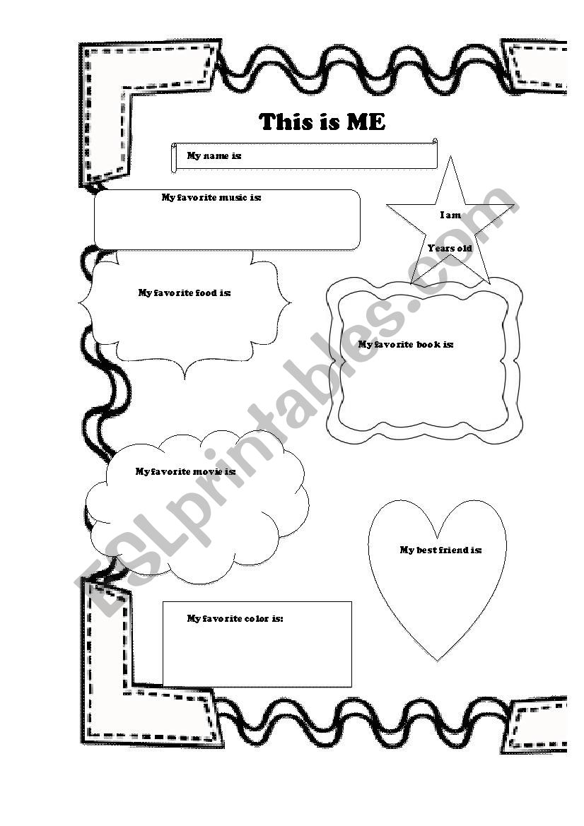 Everything about me worksheet