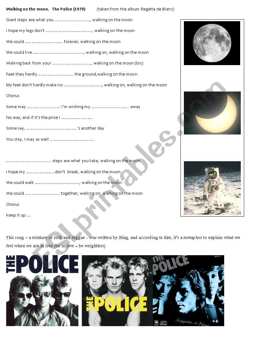 walking on the moon worksheet