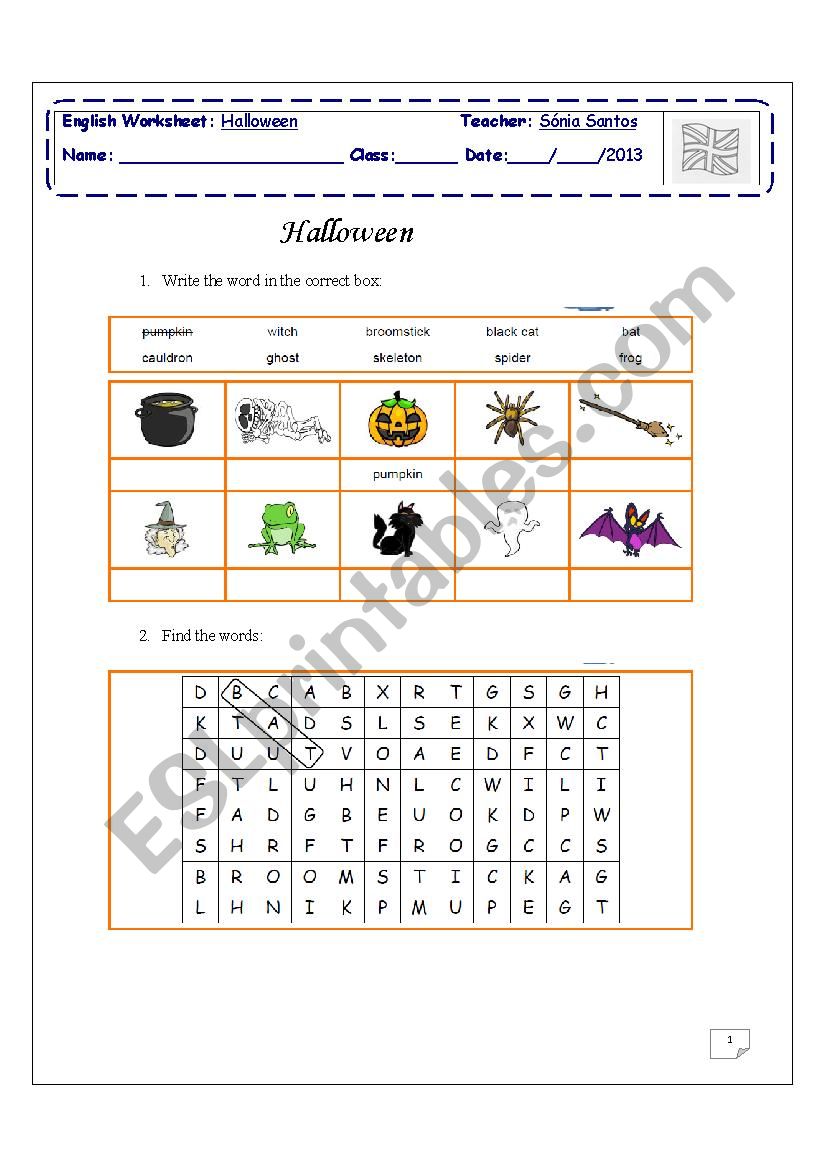 Halloween worksheet