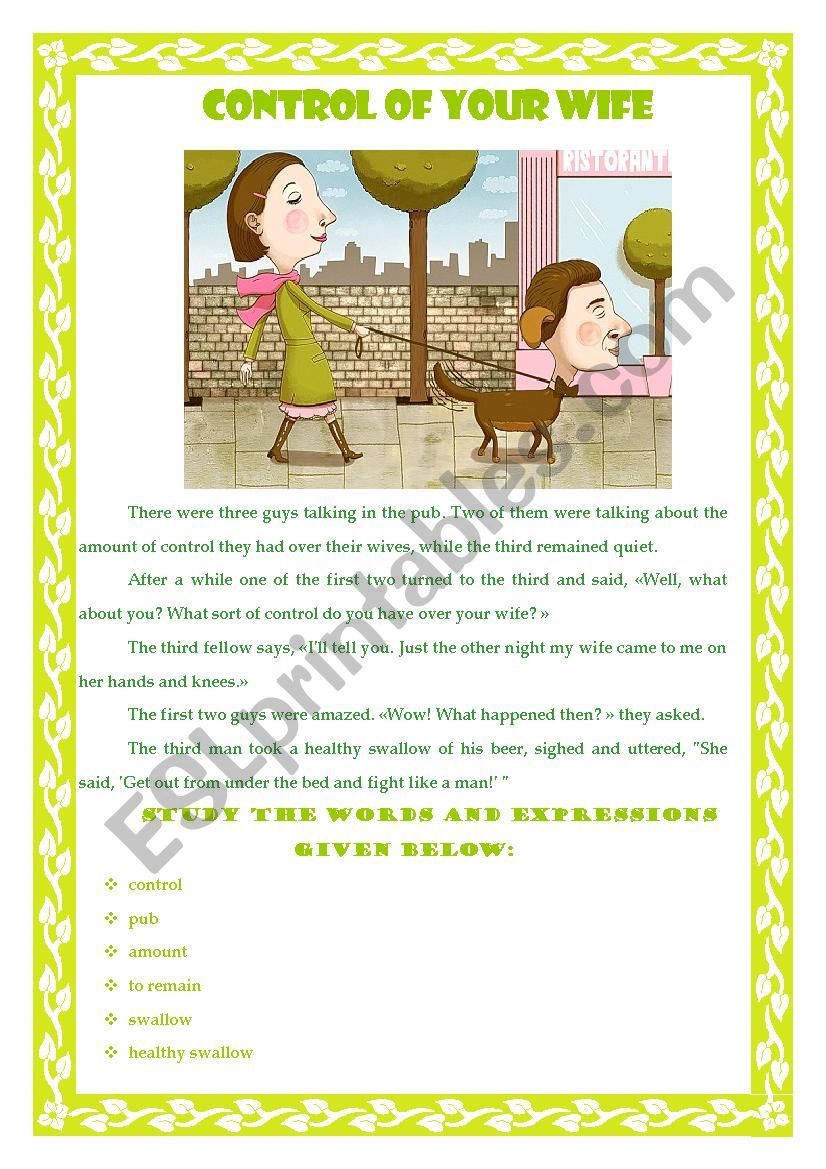 Henpecked husband - ESL worksheet by TatyanaVM