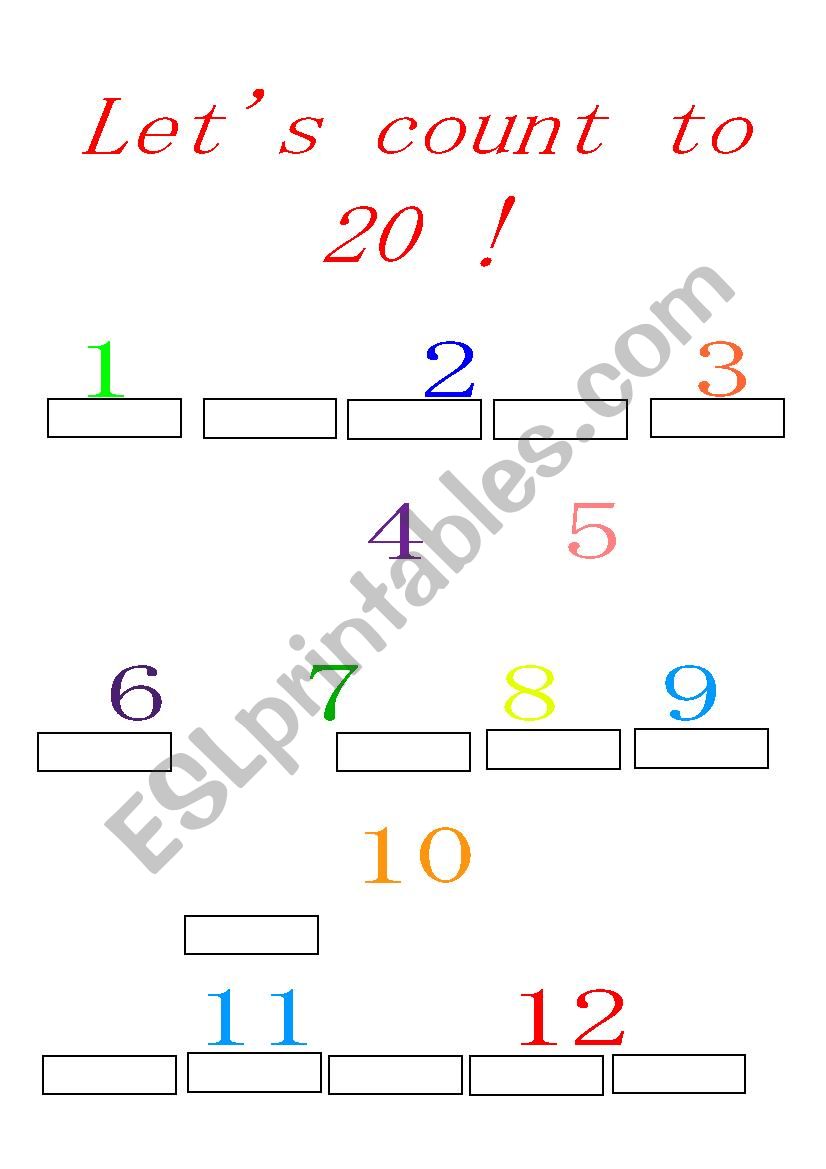 Numbers from 1 to 20 worksheet