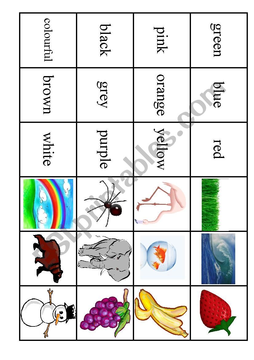 Colours worksheet