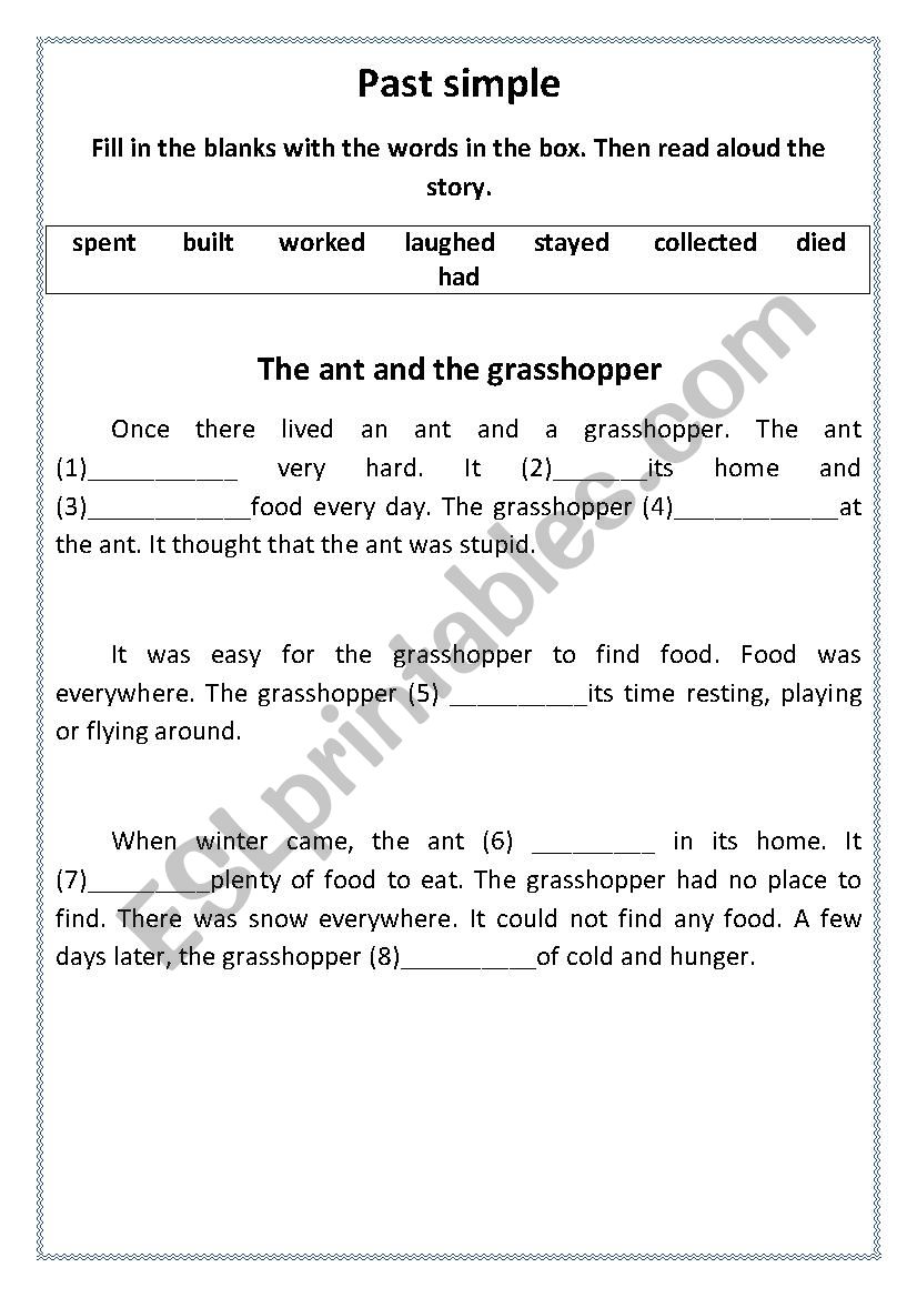 Past simple worksheet