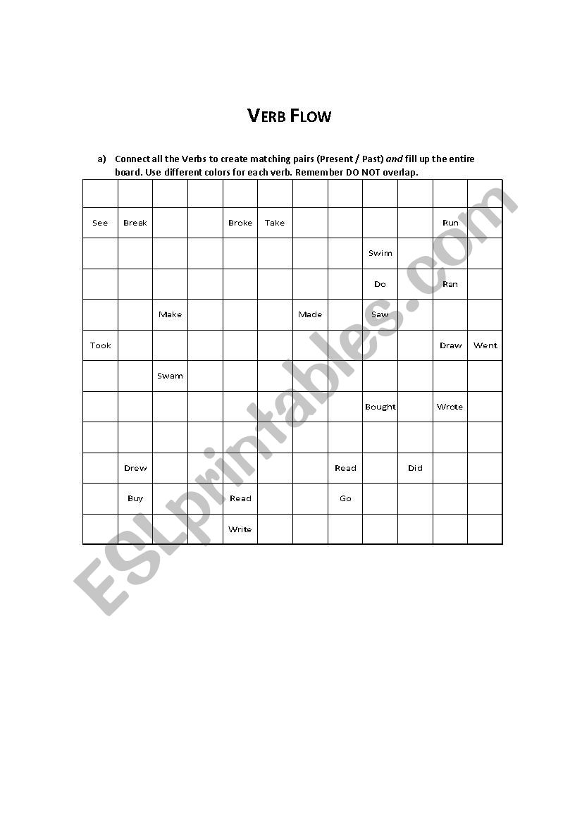 Verb Flow worksheet