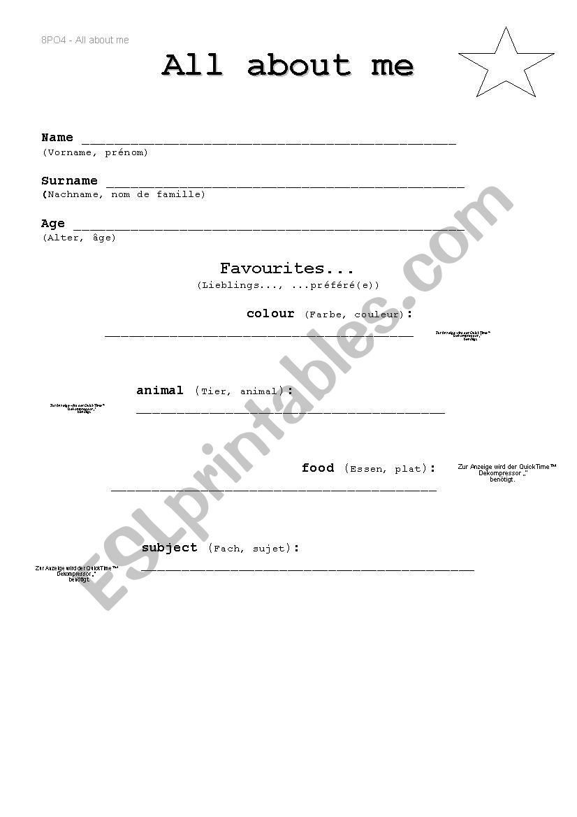 all about me worksheet