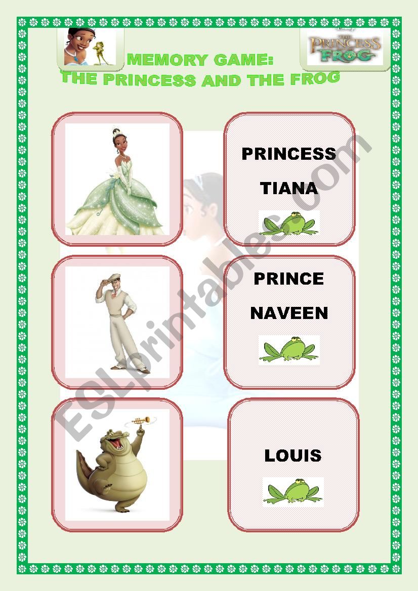 Memory game: The princess and the frog
